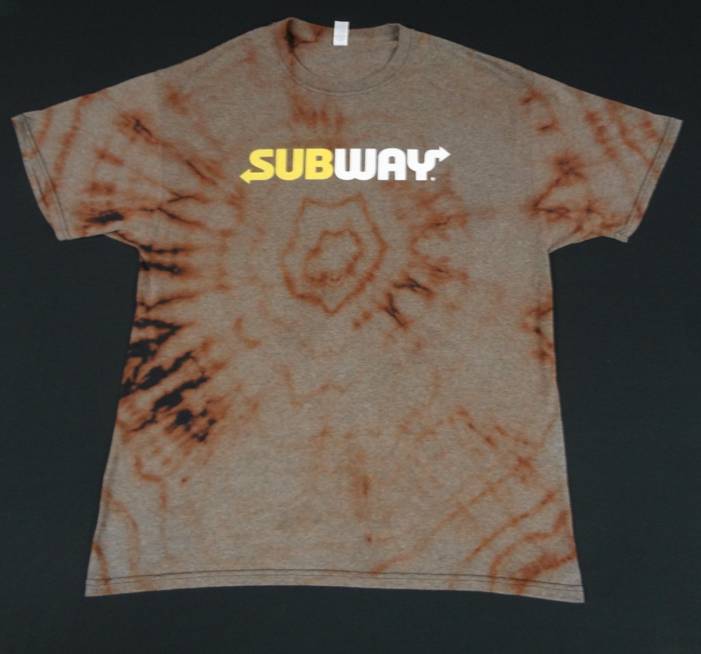 SUBWAY SANDWICH SHOP – GRAY & BROWN REVERSE TIE-DYE LARGE T-SHIRT L301