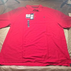 IZOD Advantage Stretch Red Solid Short Sleeve Collared Polo 2XLT Big & Tall