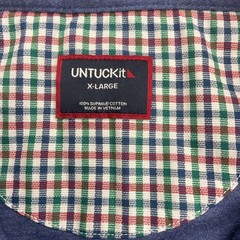UNTUCKit Men’s X-Large Long-Sleeve Polo 100% Supima Cotton Blue Plaid Accent