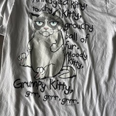 Grumpy Cat Grumpy Kitty Annoyed Kitty Grr Grr Gray t-Shirt size medium junior