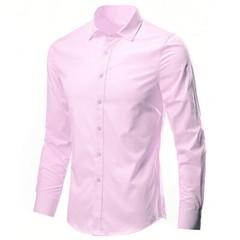 Men Formal Plain Office Button Down T-Shirts Long Sleeve Business Casual Tops