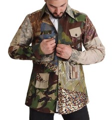 DOLCE & GABBANA Shirt Multicolor Button Down Patchwork IT42/US16,5/L 2200usd