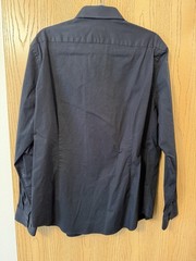 Express 1MX Regular Fit Black Solid Long Sleeve Button-Front Dress Shirt L