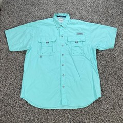 Columbia PFG Bahama II Fishing Men’s Small Shirt Short Sleeve Mint Green Aqua