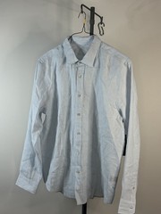 Bloomingdale’s Men’s XL Linen Light Blue Solid Long Sleeve Point Collar Shirt