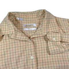 Barbour Size 8 Yellow Check Button Down Shirt Tattersall Heritage Equestrian