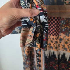 Powerlook Men’s Size 4XL Patchwork Button-Up Mixed Print Long Sleeve Shirt