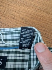 Chaps Easy Care Stretch Button Down Shirt – Men’s Large – Green White Plaid