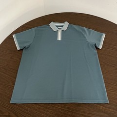 Bruno Milano Mens 3XL Zip Polo Shirt Slate Blue Textured