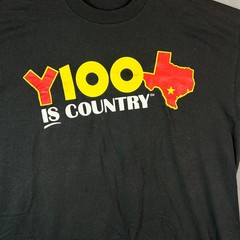 Vintage Y100 Country Radio Shirt XL Black Texas Music Promo Western Graphic Tee