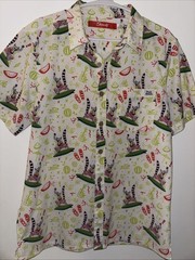 Shinesty Shirt Fruit Smash Men’s Button Up Lemur Hawaiian Short Sleeve Size Med