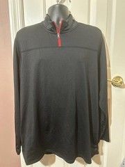Spyder Active ProWB 1/4 Zip Pullover Mens Large Black Red Long Sleeve