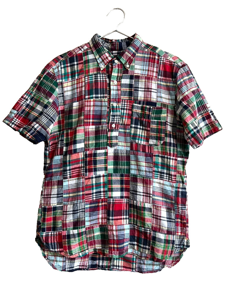 BEAMS PLUS Patchwork Madras Check Pullover Button-Down Shirt Made in Japan S