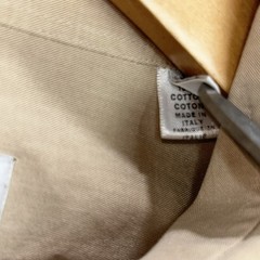 Giorgio Armani Collezioni Italy Cotton Twill Pocket Beige Tan Button Shirt 15.5