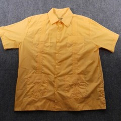 Vintage Haband Shirt Mens XL Yellow Guayoberra Cuban Tropical Caribbean Boho