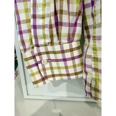Peter Millar Plaid Button Down Mens Shirt Size XL 100% Cotton Purple Green White