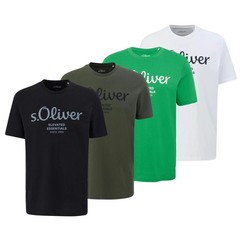 s.Oliver Men’s T-Shirt, 4 Pack – Basic, Logo Print, Crew Neck, Cotton