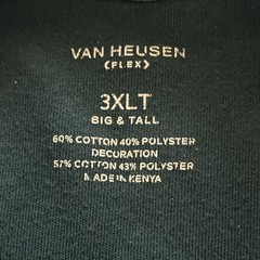 Van Heusen Flex Polo Shirt Blue Solid Long Sleeve Button Collared Cotton 3XLT