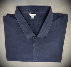 Calvin Klein Men’s Blue Solid Polo Shirt Short Sleeve Button Collar 2XL