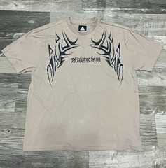 Fly By Night Men’s Gray Studded Graphic Print Boxy Fit Crew Neck T-Shirt S
