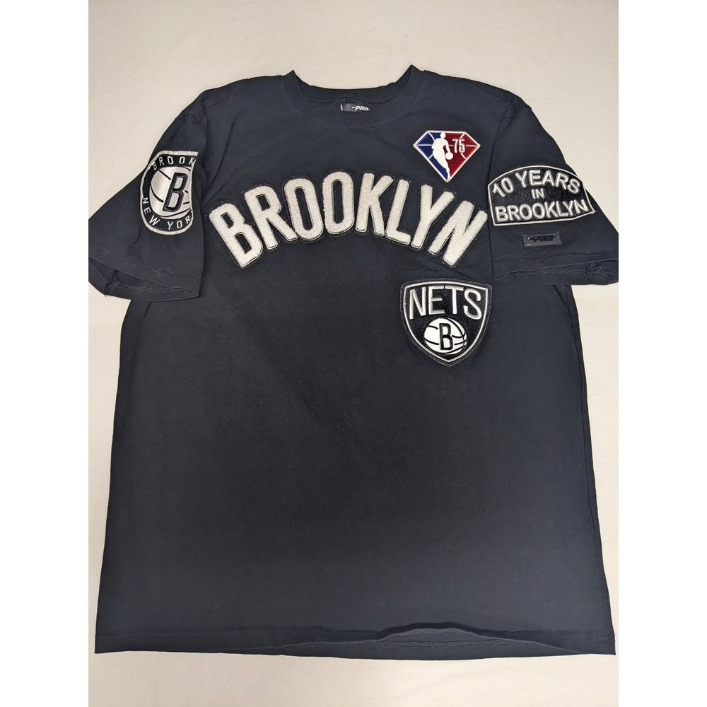 Pro Standard Brooklyn Nets NBA 75th Anniversary T-Shirt Mens Large Black Patch