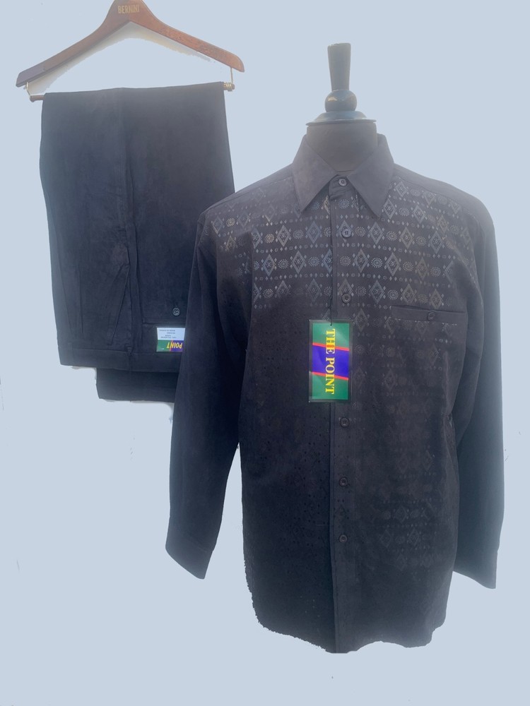 THE POINT 100% Micro Fiber Polyester Two-Piece Casual Set Pant and Shirt