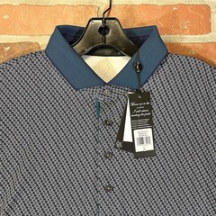Greyson Golf Shirt Polo Wolf Tails Print XL Maltese Blue Polyester NWT MSRP $118