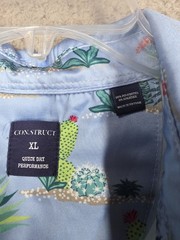 Construct Quick Dry Performance Cactus Print Golf Shirt XL Light Blue Polo