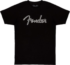 Fender Guitars Spaghetti Wavy Checker Logo Tee, Black, XL, X-Large