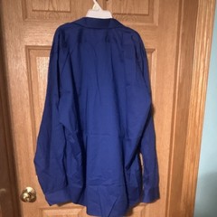 Van Heusen Flex Wrinkle Free Solid Blue Regular Fit Dress Shirt 17 36/37