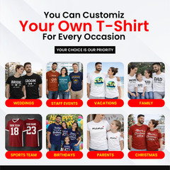 Customize-It Tee Unisex Personalized T-Shirts Add Your Own Logo, Photo, or Text