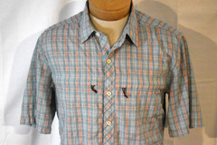SIMMS Medium Men’s S/S Polyester Nylon Blend Fishing Shirt Blue Plaid