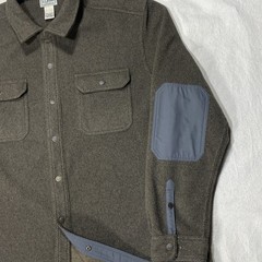 LL Bean Shirt Mens Large Brown Shacket Outdoor Button Up Elbow Patches