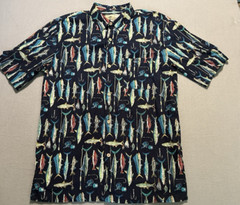 Joe Marlin Men’s XLT Fish Hook & Tackle BLUE Short Sleeve Button Up