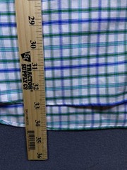 L.L. Bean Mens Supima Cotton Tall 17 37 XL 25.5×34 Blue Green Plaid Button Shirt