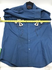 Patroncito Mens L Embroidered / Blue. Button Up Shirt 55/45 Cotton Poly