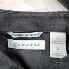 Cubavera MENS SZ L Travel Select Linen Blend Long Sleeve Jet Black Button Shirt
