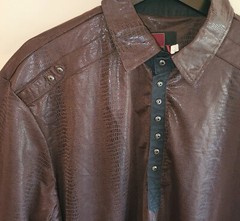 Vassari Los Angeles Mens 2XL Short Sleeve 1/4 Snap Front Shirt Brown