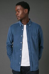 Maine Airforce Blue Cord Shirt Mens Casual Shirts