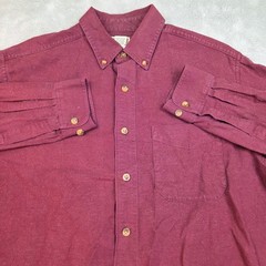 L.L. Bean Button Down Shirt Mens M Tall Cotton Long Sleeve Pocket Burgundy Red