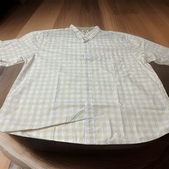 Customized Version Men’s 3XL White Beige Check Short Sleeve Button Down Shirt