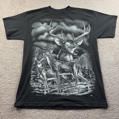 Vintage Springhill Double-Sided Deer Nature Graphic Print Size Small Black
