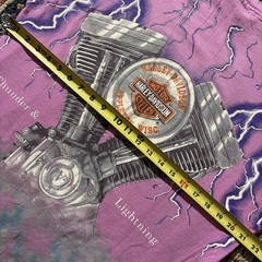 90’s Harley Davidson Engine Rare Thunder & Lightning Cropped Pink T-shirt Sz L