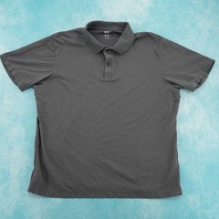 Uniqlo AIRism Dry Pique Polo Shirt Gray Short Sleeve Performance Men’s XL