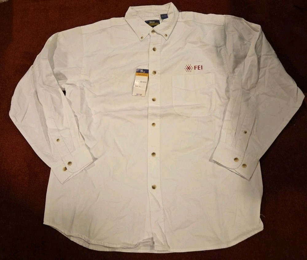 Blue Generation “FEI” White LS Button Up Shirt 100% Cotton NEW