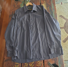 Principe Regular Fit 38 Gray Solid Long Sleeve 100% Cotton Dress Shirt Italy