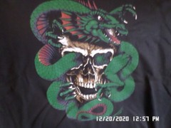 NEW T-Shirt: American Thunder w/ Serpent In Skull (Black) Front/Back L-6XL