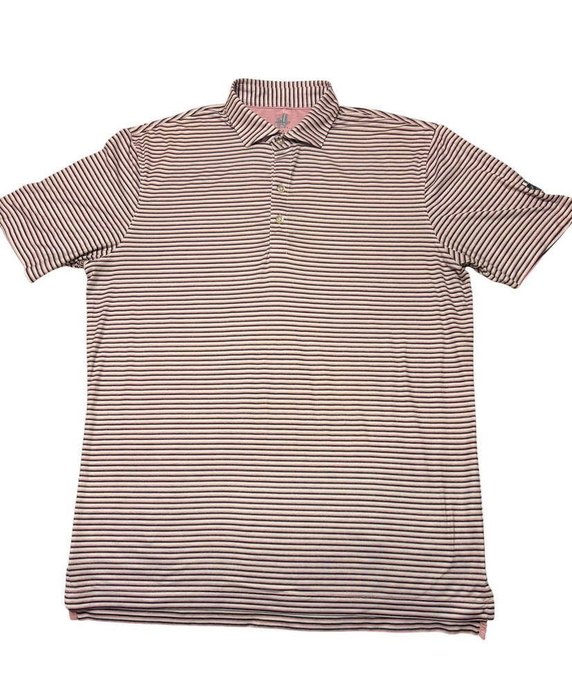 johnnie-O Featherweight Performance Polo – Warwick Stripe Bahama Mama Size M