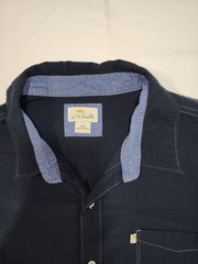 Bob Timberlake Blue Solid Woven Cotton Spandex Stretch Pocket Shirt Men’s 2XL SS