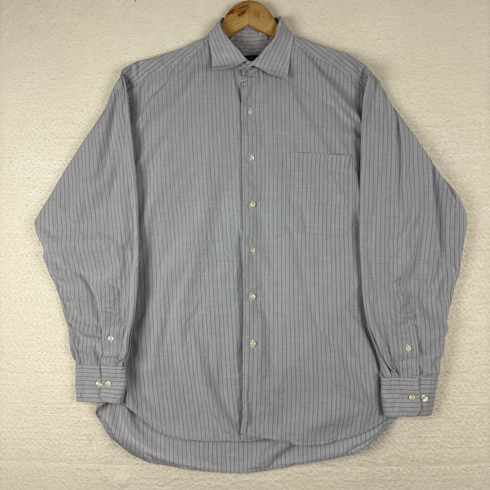 Vintage Gitman Bros Gray Striped Button Down Shirt USA Men’s Medium 15.5 Oxford